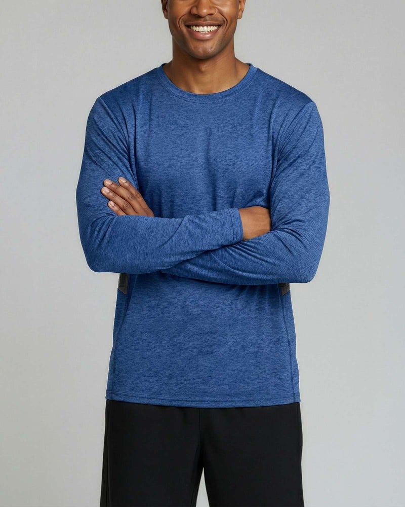 REALESSENTIALS Real Essentials 4 Pack: Mens Long Sleeve Dry Fit T Shirts Hiking Fishing Workout Gym Work Sun UPF 50 Wicking Running Tee, Set 4, Small - Image 3